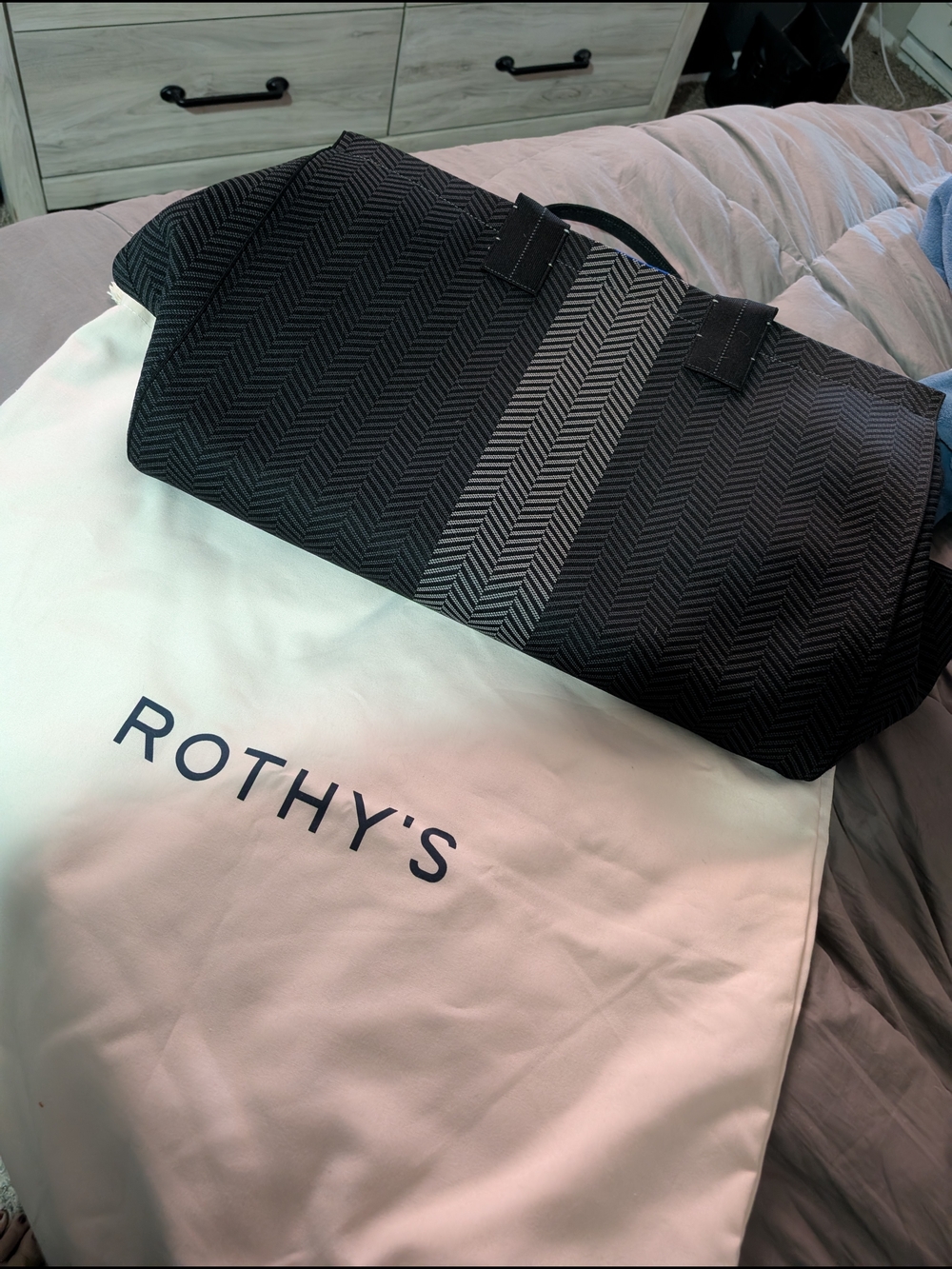 Rothy's Black Chevron Weekender Bag - Picture 2 of 5